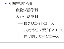 人間生活学部：人間生活学科（食物栄養専攻・介護福祉専攻・生活マネジメント専攻）