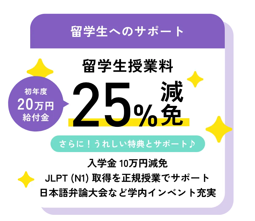 留学生授業料 25% 減免